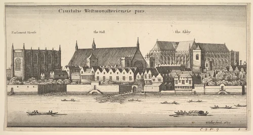 Ciuitatis Westmonasteriensis pars (Westminster from the River) by Wenceslaus Hollar, print, 1647