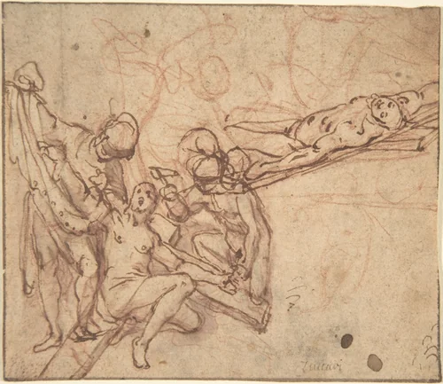 Studies for a Crucifixion by Alessandro Casolani, drawing, 1550-1599