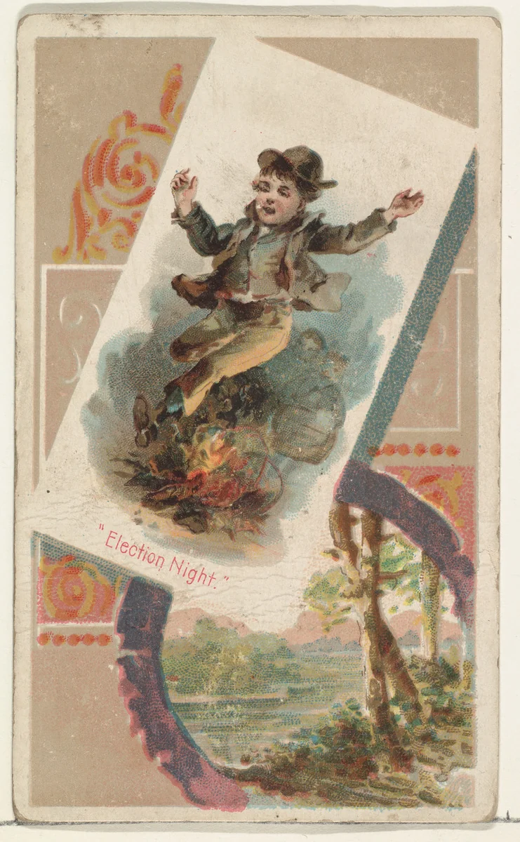 "Election Night," from the Terrors of America set (N136) issued by Duke Sons & Co. to promote Honest Long Cut Tobacco by W. Duke, Sons & Co., print, 1888-1889