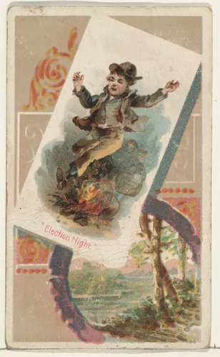 "Election Night," from the Terrors of America set (N136) issued by Duke Sons & Co. to promote Honest Long Cut Tobacco by W. Duke, Sons & Co., print, 1888-1889