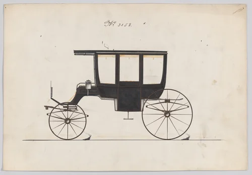 Design for 6 seat Rockaway, no. 3158 by Brewster & Co., drawing, 1875