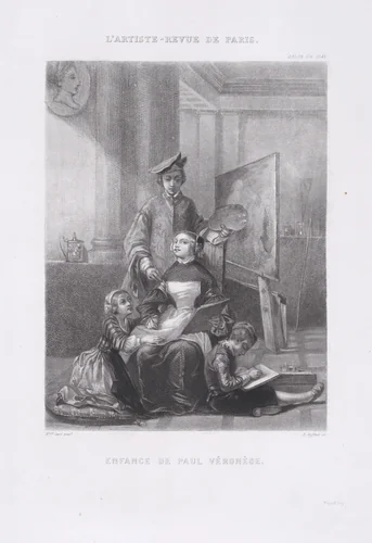 The Childhood of Paolo Veronese, from "L'Artiste" by Adolphe Pierre Riffaut, print, 1845