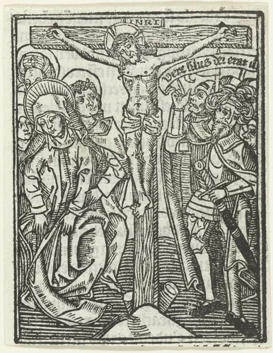Christus aan het kruis by Unknown, print, 1490-1500