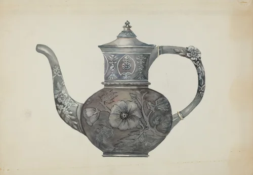 Pewter Teapot by Beulah Bradleigh, index of american design, 1937