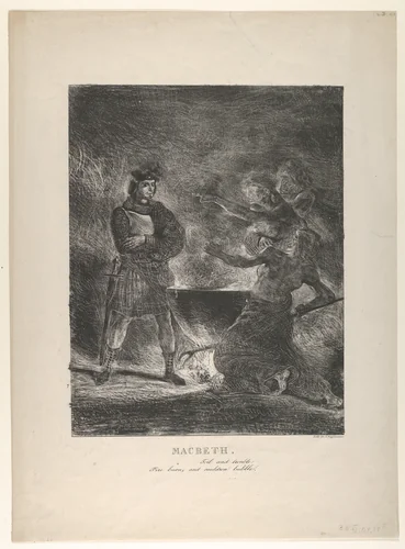 Macbeth Consulting the Witches by Eugène Delacroix, print, 1825