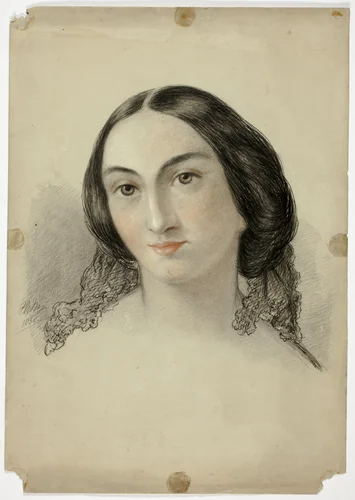 Female Portrait Head by Elizabeth Murray, drawing, 1858