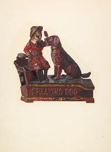 Toy Bank: Speaking Dog and Figure by American 20th Century, index of american design, 1935-1942