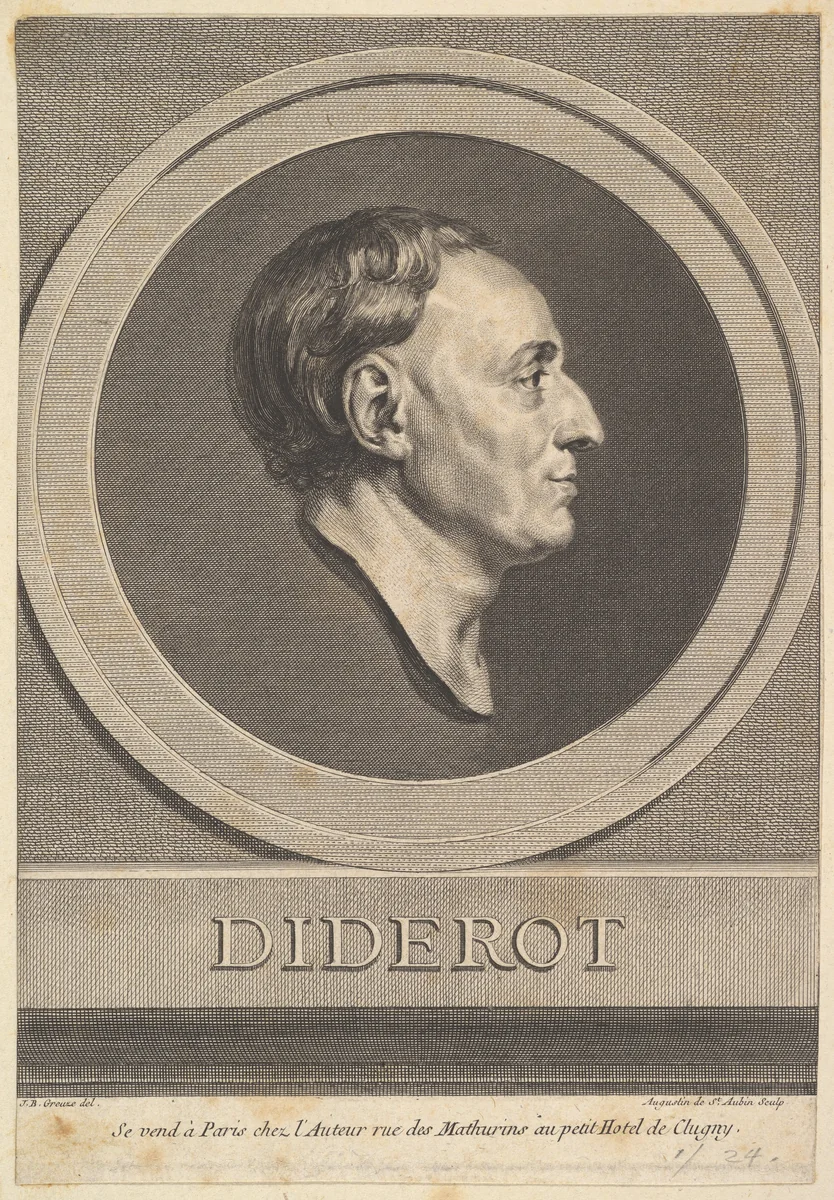 Portrait of Denis Diderot by Augustin de Saint-Aubin, print, 1766