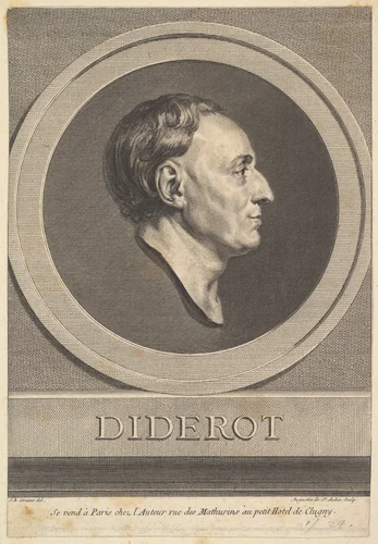Portrait of Denis Diderot by Augustin de Saint-Aubin, print, 1766