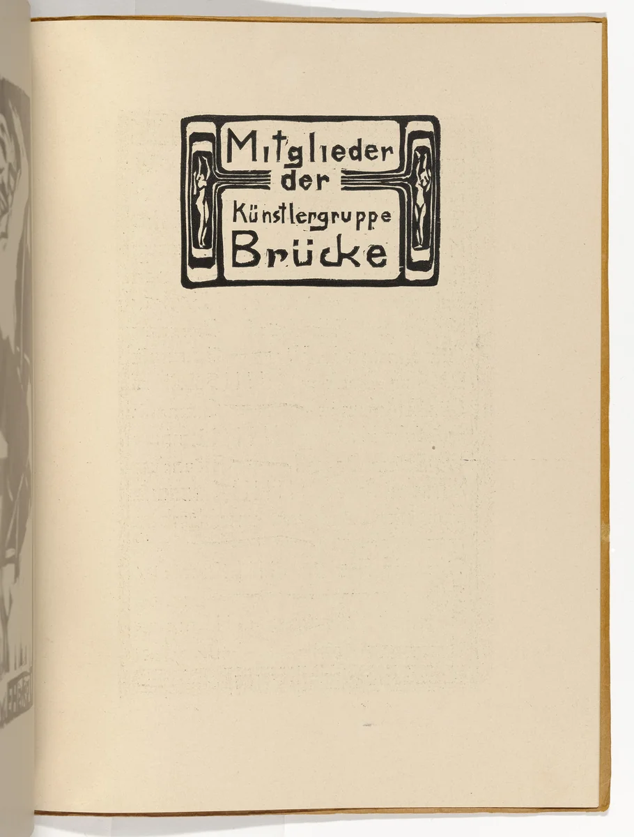 Members of the Brücke Artists' Group (Titelvignette) [Mitglieder der Künstlergruppe Brücke (title vignette)] (plate, folio 16 verso) from KG Brücke by Ernst Ludwig Kirchner, illustrated book, 1910