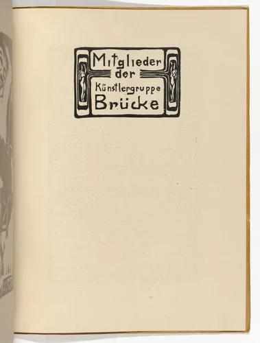 Members of the Brücke Artists' Group (Titelvignette) [Mitglieder der Künstlergruppe Brücke (title vignette)] (plate, folio 16 verso) from KG Brücke by Ernst Ludwig Kirchner, illustrated book, 1910