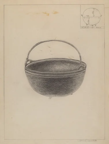 Fire Place Kettle by Ludmilla Calderon, index of american design, 1935-1942