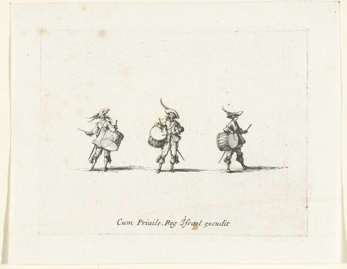 Exercities met een trommel by Jacques Callot, print, 1635