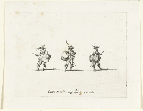 Exercities met een trommel by Jacques Callot, print, 1635