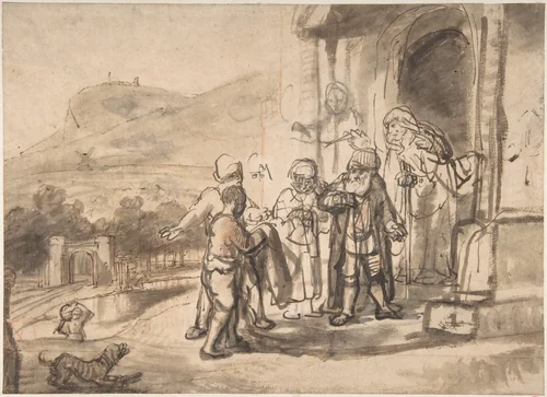 Jacob Receiving Joseph's Blood-Stained Cloak (recto); Study of a Bearded Man and The Sacrifice of Isaac (verso) by Nicolaes Maes, drawing, 1648-1658