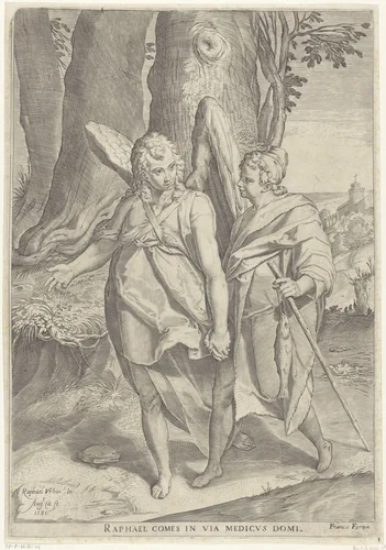 Tobias en de Engel by Unknown, print, 1581