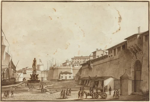View of Livorno by Angelo Uggeri, drawing, 1754-1837