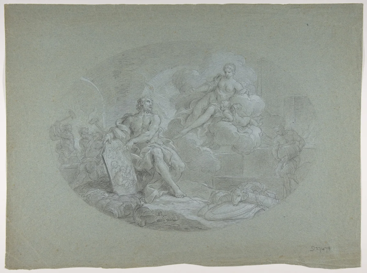 Venus in the Forge of Vulcan (Aeneid VIII: 370 ff) by Stefano Pozzi, drawing, 1699-1768