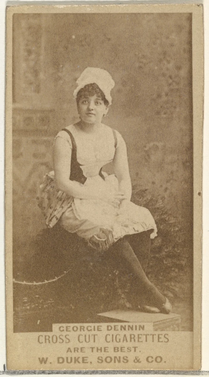 Georgie Dennon, from the Actors and Actresses series (N145-3) issued by Duke Sons & Co. to promote Cross Cut Cigarettes by W. Duke, Sons & Co., photograph, 1880-1889