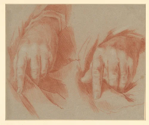 Studie van twee handen by anonymous, drawing, 1700-1800