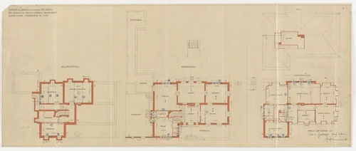 Werner House, Berlin-Zehlendorf, Germany, Four plans by Ludwig Mies van der Rohe, mies van der rohe archive, 1913