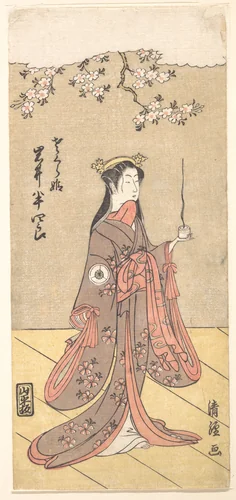 The Actor Iwai Hanshirō IV as Sakura Hime, the Cherry Princess by Torii Kiyotsune (鳥居清経), print, 1767