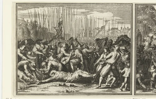 Lynchpartij van Johan en Cornelis de Witt, 1672 by anonymous, print, 1672-1675