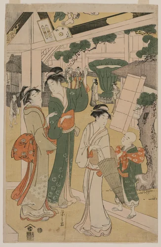 Print from Women Resting in the Votive Picture Hall at Asakusa by Chōbunsai Eishi (鳥文斎栄之), print, 1790-1799