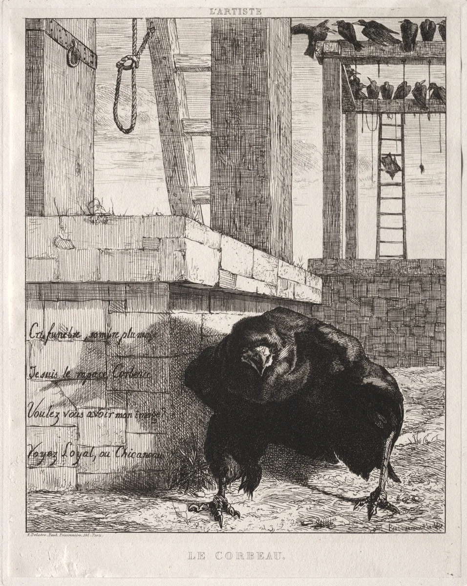 The Raven by Félix Bracquemond, print, 1854