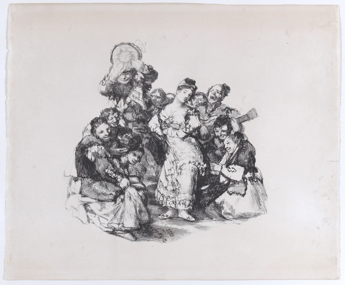 The Andalusian dance (El Vito) by Goya, print, 1819-1829
