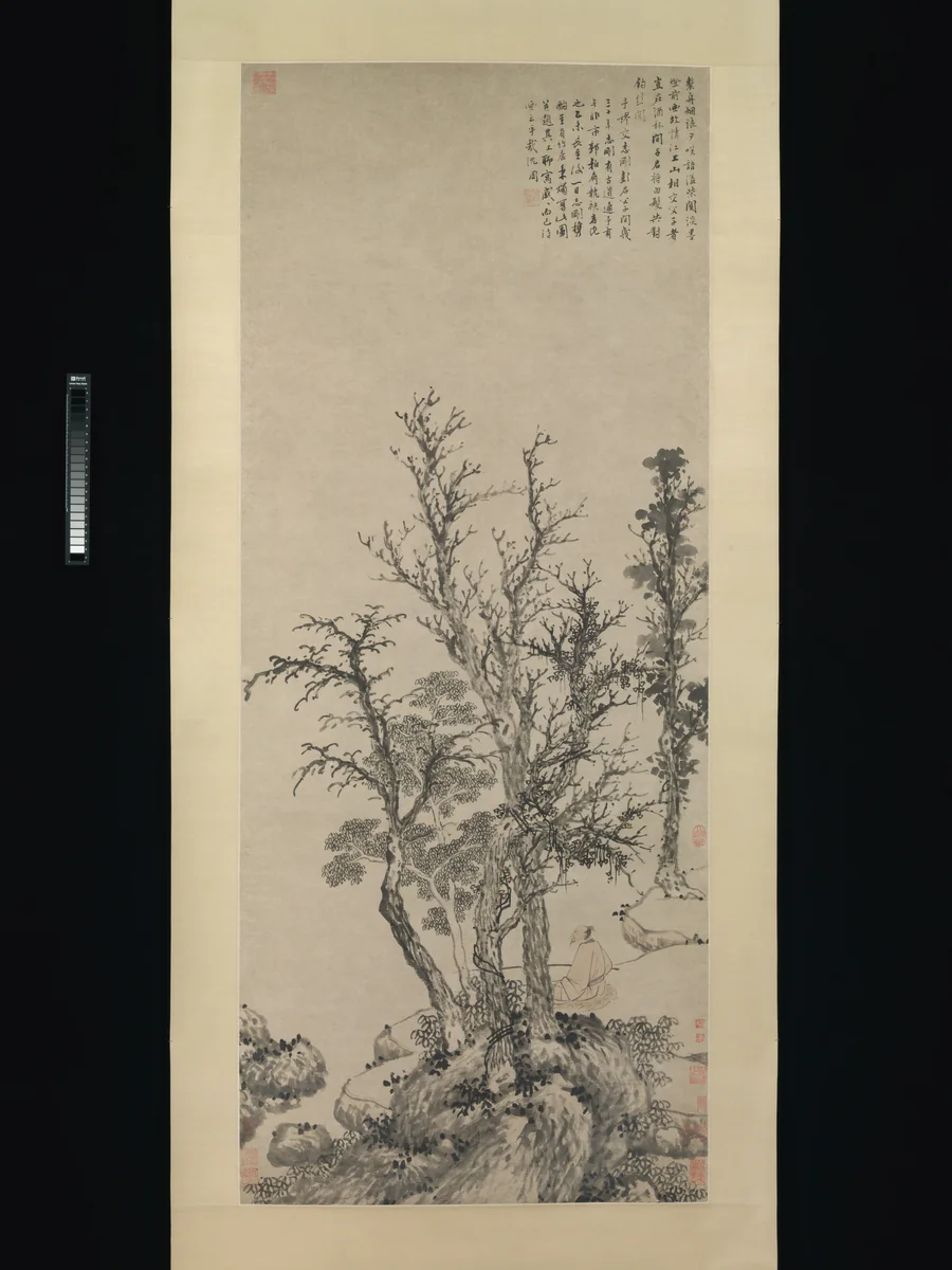 Silent fisherman in an autumn wood by Shen Zhou (沈周), painting, 1475