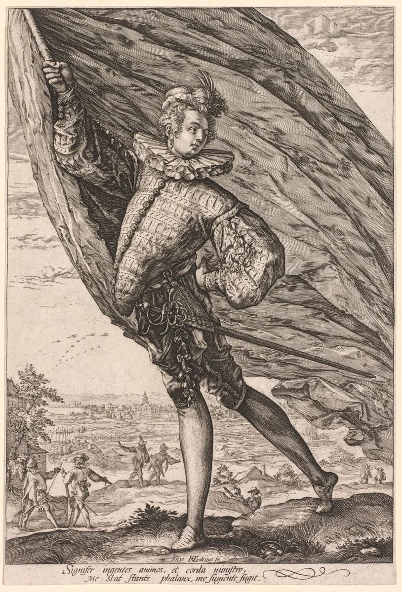 The Standard Bearer, Turned to Left by Hendrick Goltzius, print, 1587