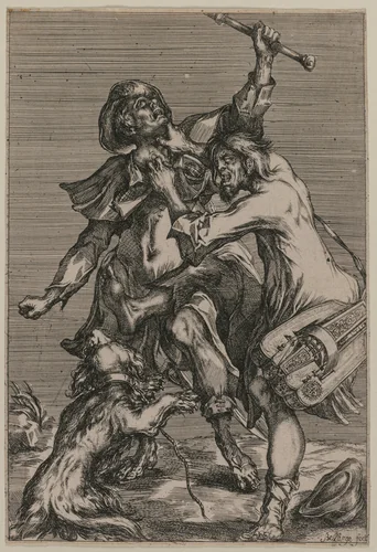 Two Beggars Fighting by Jacques Bellange, print, 1610-1620