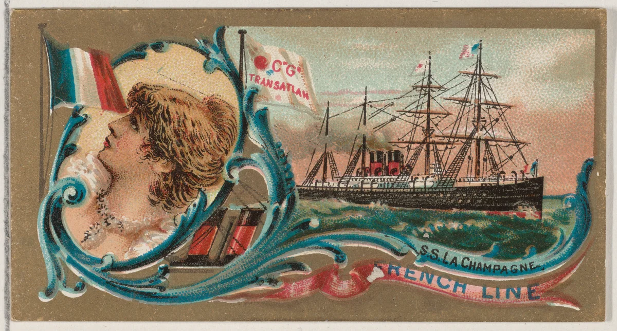Steamship La Champagne, French Line, from the Ocean and River Steamers series (N83) for Duke brand cigarettes by W. Duke, Sons & Co., print, 1887