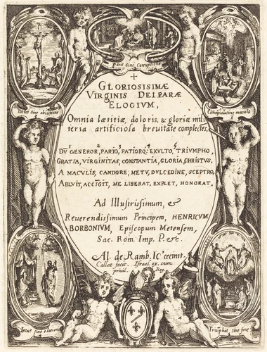 Frontispiece for "Gloriosissimae" by Jacques Callot, print, 1592-1635
