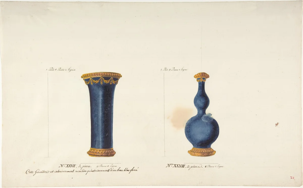 Design for Two Vases by anonymous, drawing, 1765-1790