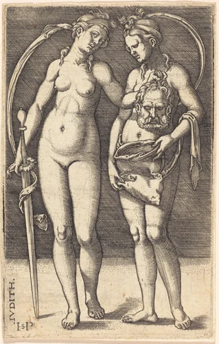 Judith and Her Servant Standing by Sebald Beham, print, 1500-1550