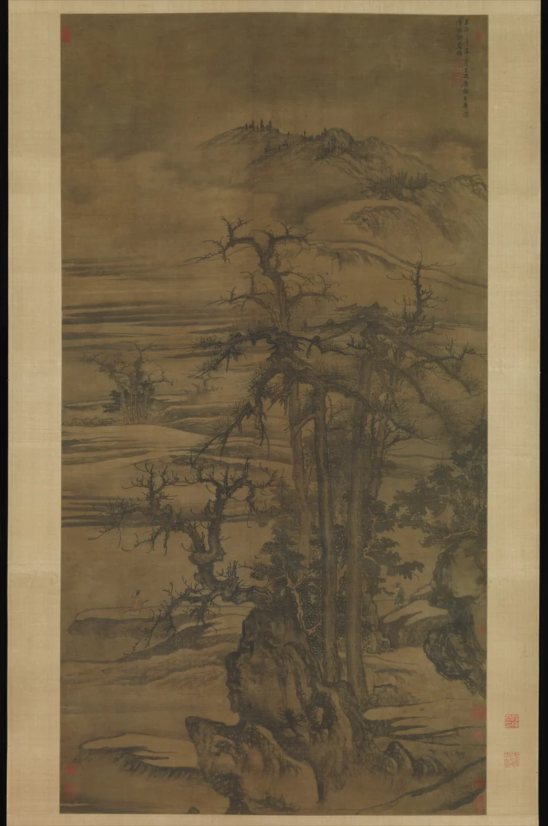 Landscape after a poem by Wang Wei by Tang Di, painting, 1323