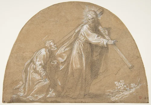 Domine, Quo Vadis by Jacopo Vignali, drawing, 1592-1664