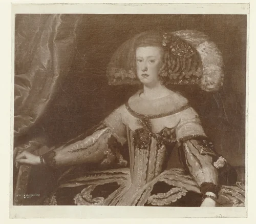 Detail van schilderij Koningin Mariana door Velázquez by anonymous, photograph, 1890-1910
