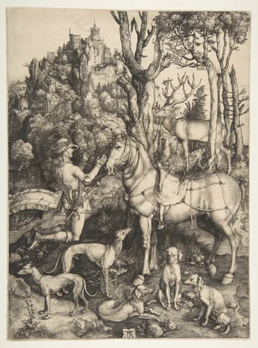 Saint Eustace by Albrecht Dürer, print, 1501