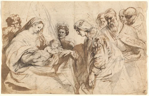 The Mystic Marriage of Saint Catherine by Anthony van Dyck, drawing, 1618