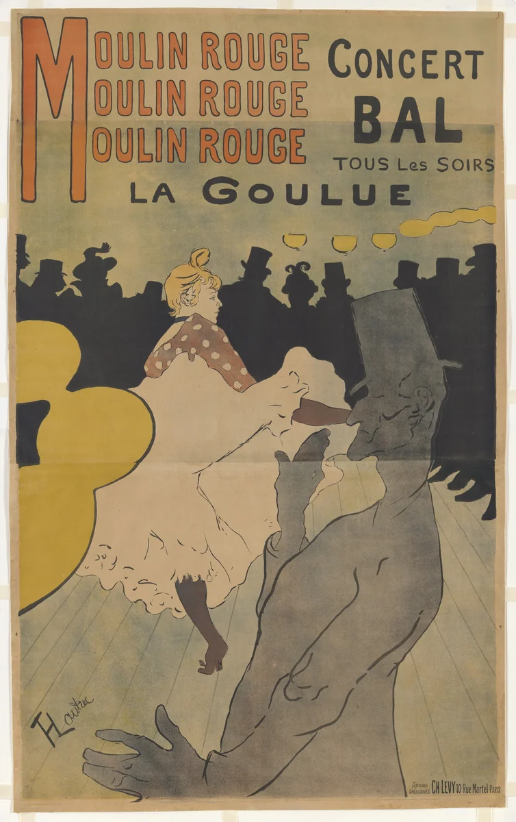Moulin Rouge, La Goulue by Henri de Toulouse-Lautrec, print, 1891
