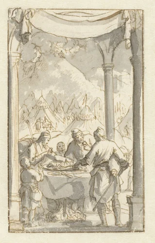 Het Pascha by Jan Luyken, drawing, 1660-1712
