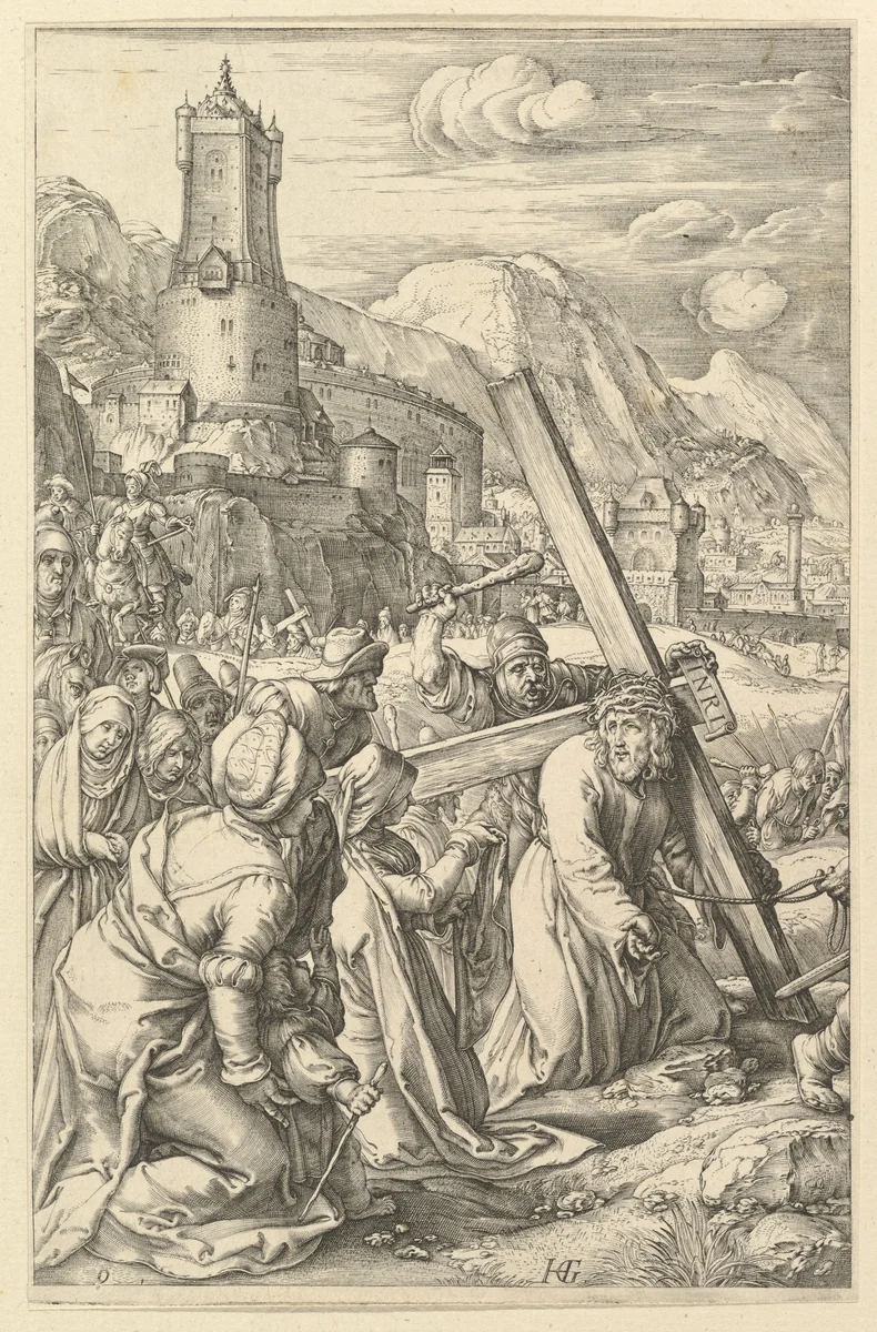 Christ Carrying the Cross, from "The Passion of Christ" by anonymous, print, 1598-1617