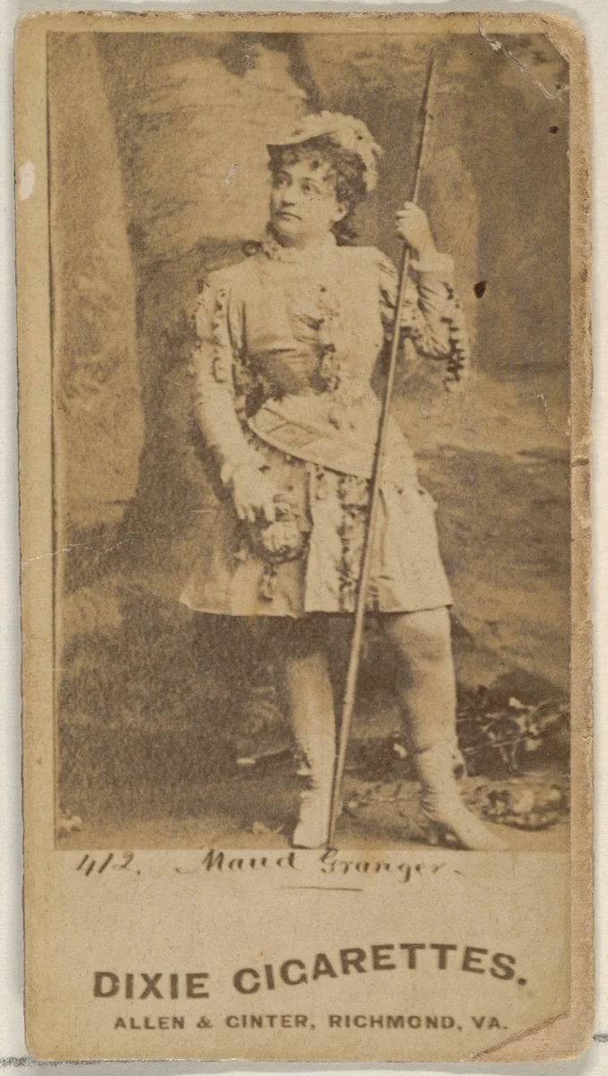 Card 412, Maud Granger, from the Actors and Actresses series (N45, Type 7) for Dixie Cigarettes by Allen & Ginter, photograph, 1885-1891