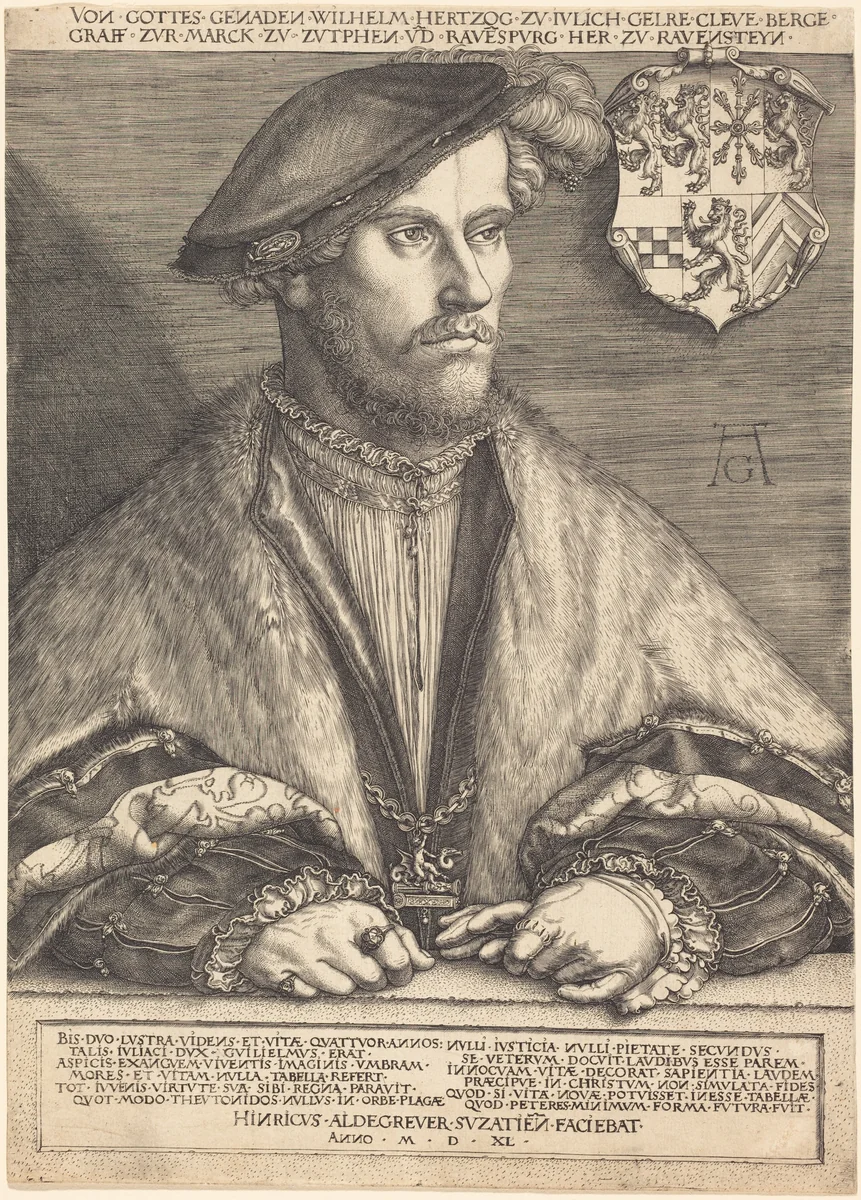 Wilhelm V, Duke of Julich, Cleve and Berg by Heinrich Aldegrever, print, 1540