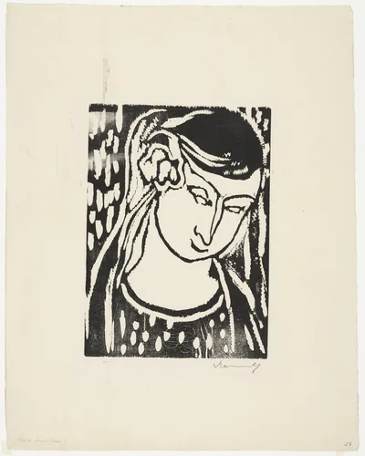 Head of a Young Girl by Maurice de Vlaminck, print, 1912