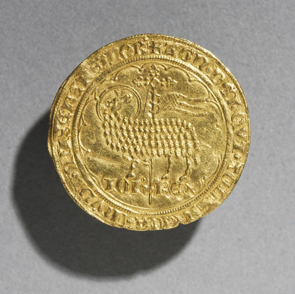 Mouton d'Or of King Jean le Bon of France, 1350-1364 (obverse) by Unknown, metalwork, 1350-1364