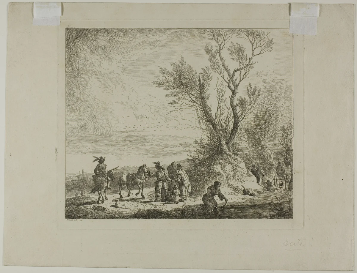 Wayfarer's Camp by Christian Wilhelm Ernst Dietrich, print, 1730